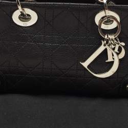 Dior Black Cannage Leather Lady Dior East West Satchel