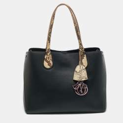 Dior Black Leather and Python Trim Dior Addict Shopper Tote