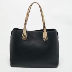 Dior Black Leather and Python Trim Dior Addict Shopper Tote