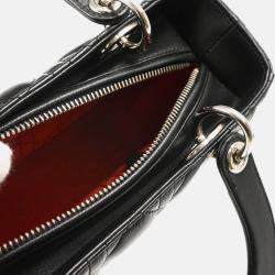 Christian Dior Lady Dior Black Lambskin Cannage Handbag