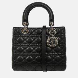  Christian Dior Lady Dior Black Lambskin Cannage Handbag