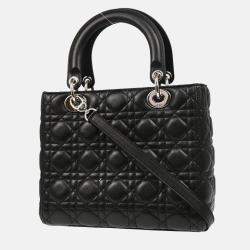 Christian Dior Lady Dior Black Lambskin Cannage Handbag