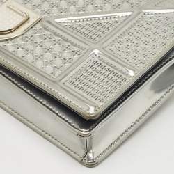 Dior Silver Microcannage Patent Leather Diorama Wallet on Chain
