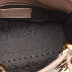 Pre Owned Dior Beige Cannage Leather Mini Lady Dior Tote