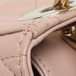 Pre Owned Dior Beige Cannage Leather Mini Lady Dior Tote