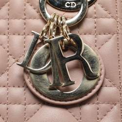 Pre Owned Dior Beige Cannage Leather Mini Lady Dior Tote