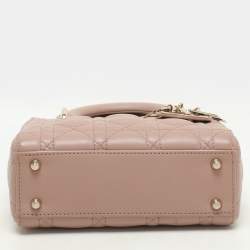 Pre Owned Dior Beige Cannage Leather Mini Lady Dior Tote