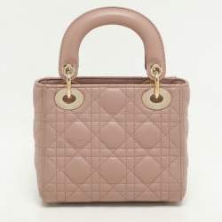 Pre Owned Dior Beige Cannage Leather Mini Lady Dior Tote