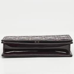 Dior Burgundy Cannage Patent Leather Lady Dior Pouch with Chain