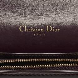 Dior Burgundy Cannage Patent Leather Lady Dior Pouch with Chain