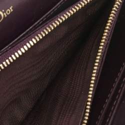 Dior Burgundy Cannage Patent Leather Lady Dior Pouch with Chain