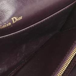 Dior Burgundy Cannage Patent Leather Lady Dior Pouch with Chain