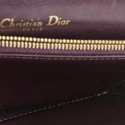 Dior Burgundy Cannage Patent Leather Lady Dior Pouch with Chain