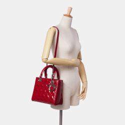 Dior Red Medium Patent Cannage Lady Dior