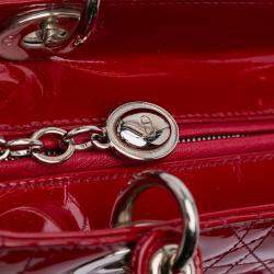 Dior Red Medium Patent Cannage Lady Dior