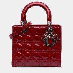 Dior Red Medium Patent Cannage Lady Dior