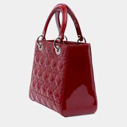 Dior Red Medium Patent Cannage Lady Dior