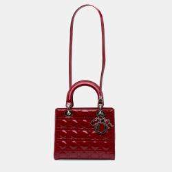 Dior Red Medium Patent Cannage Lady Dior