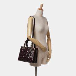 Dior Purple Medium Patent Cannage Lady Dior