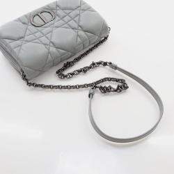 Dior Caro Mini Grey Calfskin Leather Shoulder Bag