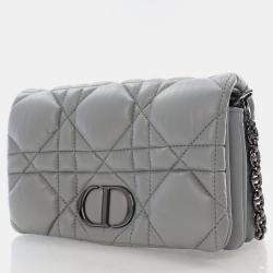 Dior Caro Mini Grey Calfskin Leather Shoulder Bag