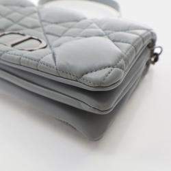 Dior Caro Mini Grey Calfskin Leather Shoulder Bag
