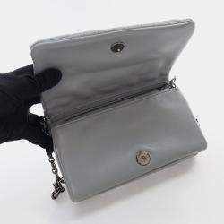 Dior Caro Mini Grey Calfskin Leather Shoulder Bag