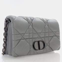 Dior Caro Mini Grey Calfskin Leather Shoulder Bag