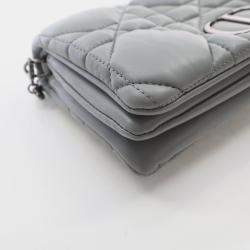 Dior Caro Mini Grey Calfskin Leather Shoulder Bag
