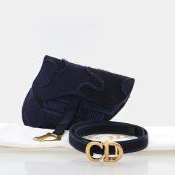 Dior Saddle Mini Blue Canvas Embroidered Waist Bag