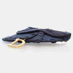 Dior Saddle Mini Blue Canvas Embroidered Waist Bag