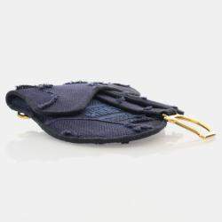 Dior Saddle Mini Blue Canvas Embroidered Waist Bag