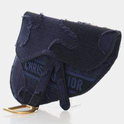 Dior Saddle Mini Blue Canvas Embroidered Waist Bag
