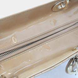 Dior Lady Dior Medium Beige/Brown Patent Leather Shoulder Bag