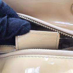 Dior Lady Dior Medium Beige/Brown Patent Leather Shoulder Bag