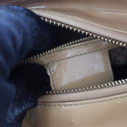 Dior Lady Dior Medium Beige/Brown Patent Leather Shoulder Bag