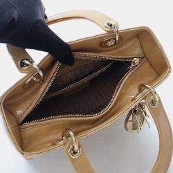 Dior Lady Dior Medium Beige/Brown Patent Leather Shoulder Bag