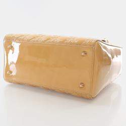 Dior Lady Dior Medium Beige/Brown Patent Leather Shoulder Bag