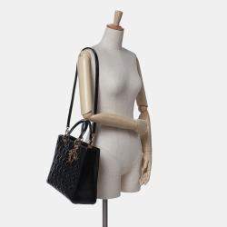 Dior Black Large Patent Cannage Lady Dior