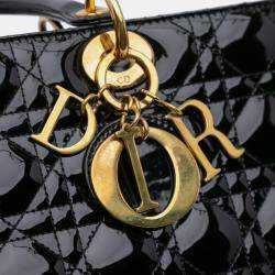 Dior Black Large Patent Cannage Lady Dior