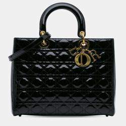 Dior Black Large Patent Cannage Lady Dior