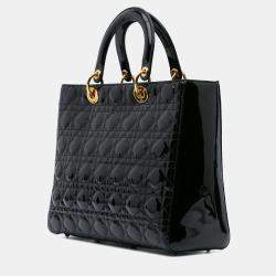 Dior Black Large Patent Cannage Lady Dior