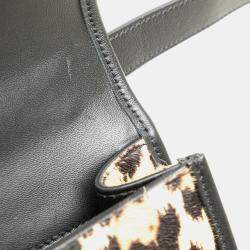 Dior Brown Pony Hair Leopard Print 30 Montaigne Flap Shoulder Bag