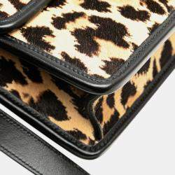 Dior Brown Pony Hair Leopard Print 30 Montaigne Flap Shoulder Bag