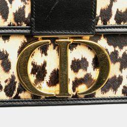 Dior Brown Pony Hair Leopard Print 30 Montaigne Flap Shoulder Bag
