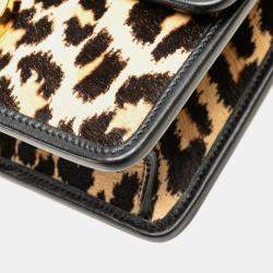 Dior Brown Pony Hair Leopard Print 30 Montaigne Flap Shoulder Bag
