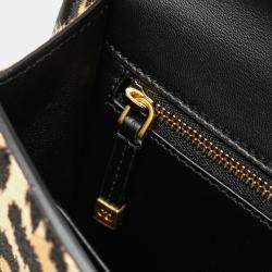 Dior Brown Pony Hair Leopard Print 30 Montaigne Flap Shoulder Bag