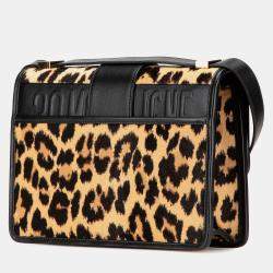 Dior Brown Pony Hair Leopard Print 30 Montaigne Flap Shoulder Bag