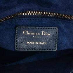 Dior Navy Blue Mini Lambskin Cannage Studded Supple Lady Dior