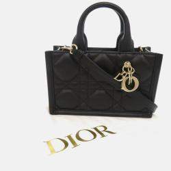 Christian Dior Book Tote Mini Macrocannage Calfskin Black Handbag